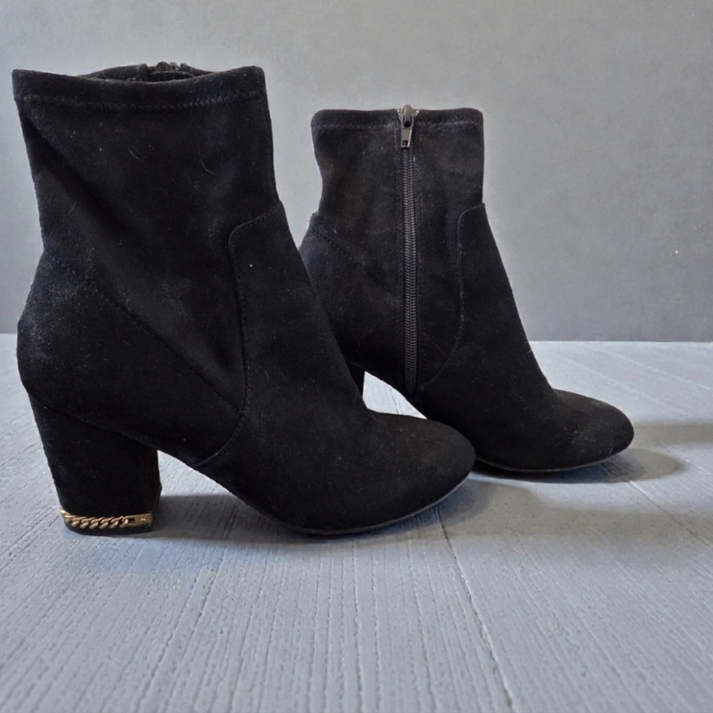 Steve Madden Faux Suede Black Heeled Boots